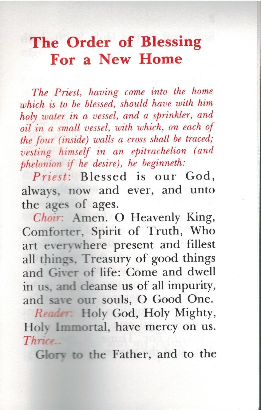The Order of Blessing For a New Home