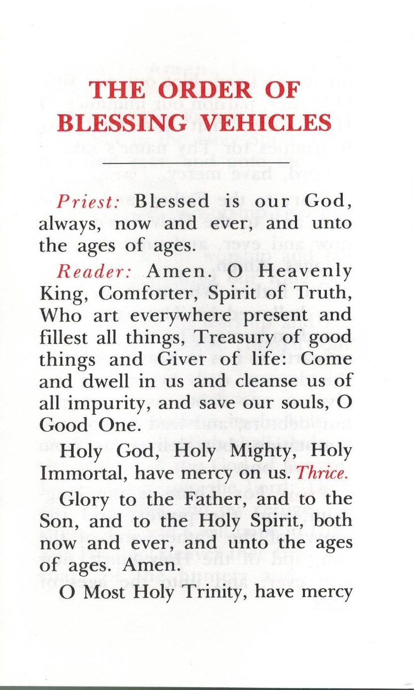 The Order of Blessing Vehicles