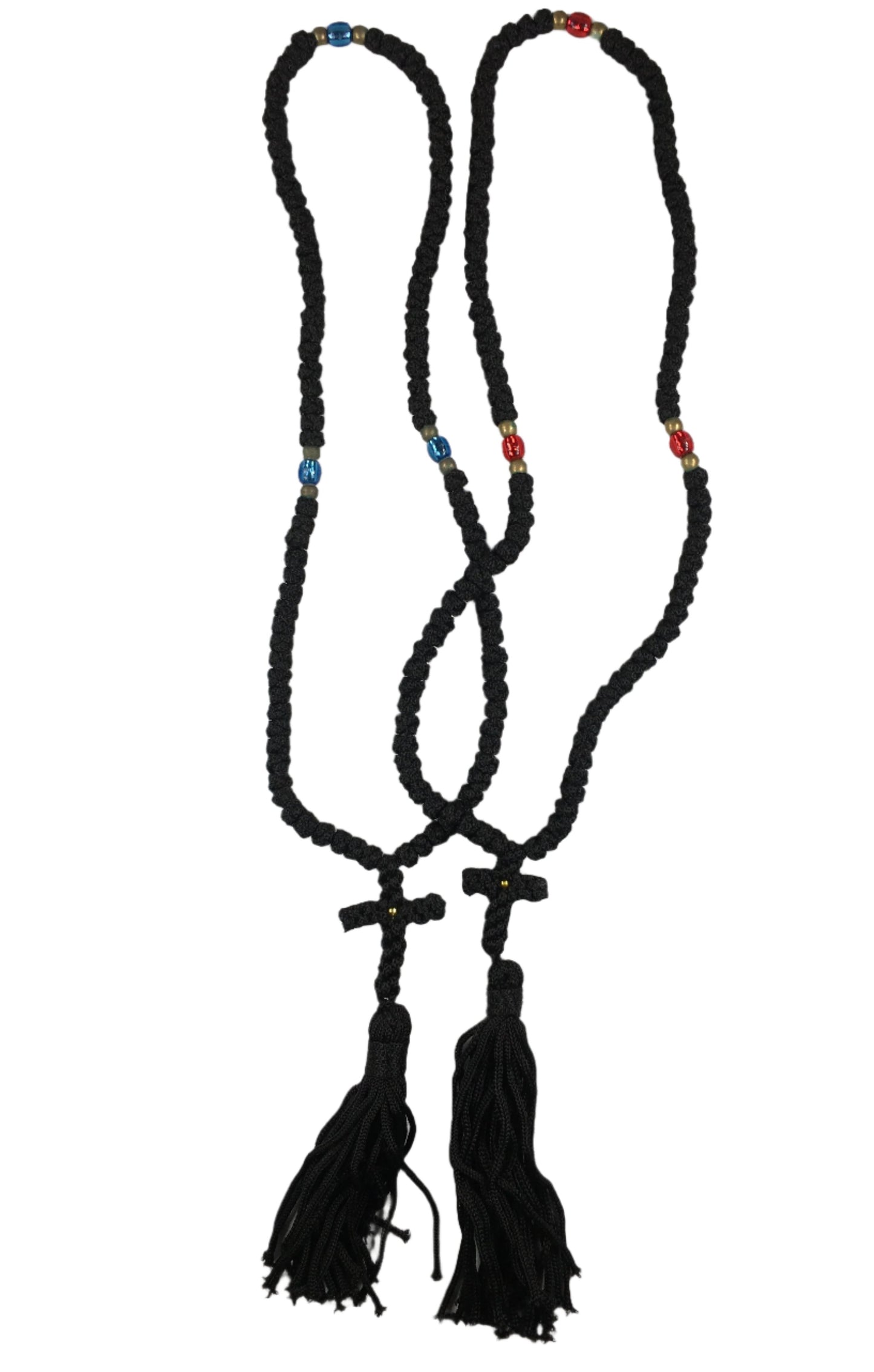 100-knot Russian-style Prayer Rope with Blue or Red Beads