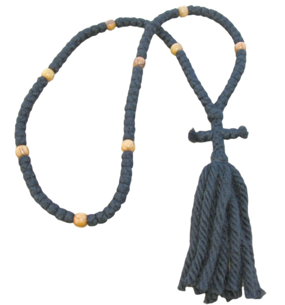 100-knot Russian-style Prayer Rope (4 ply) with Olive Wood Beads