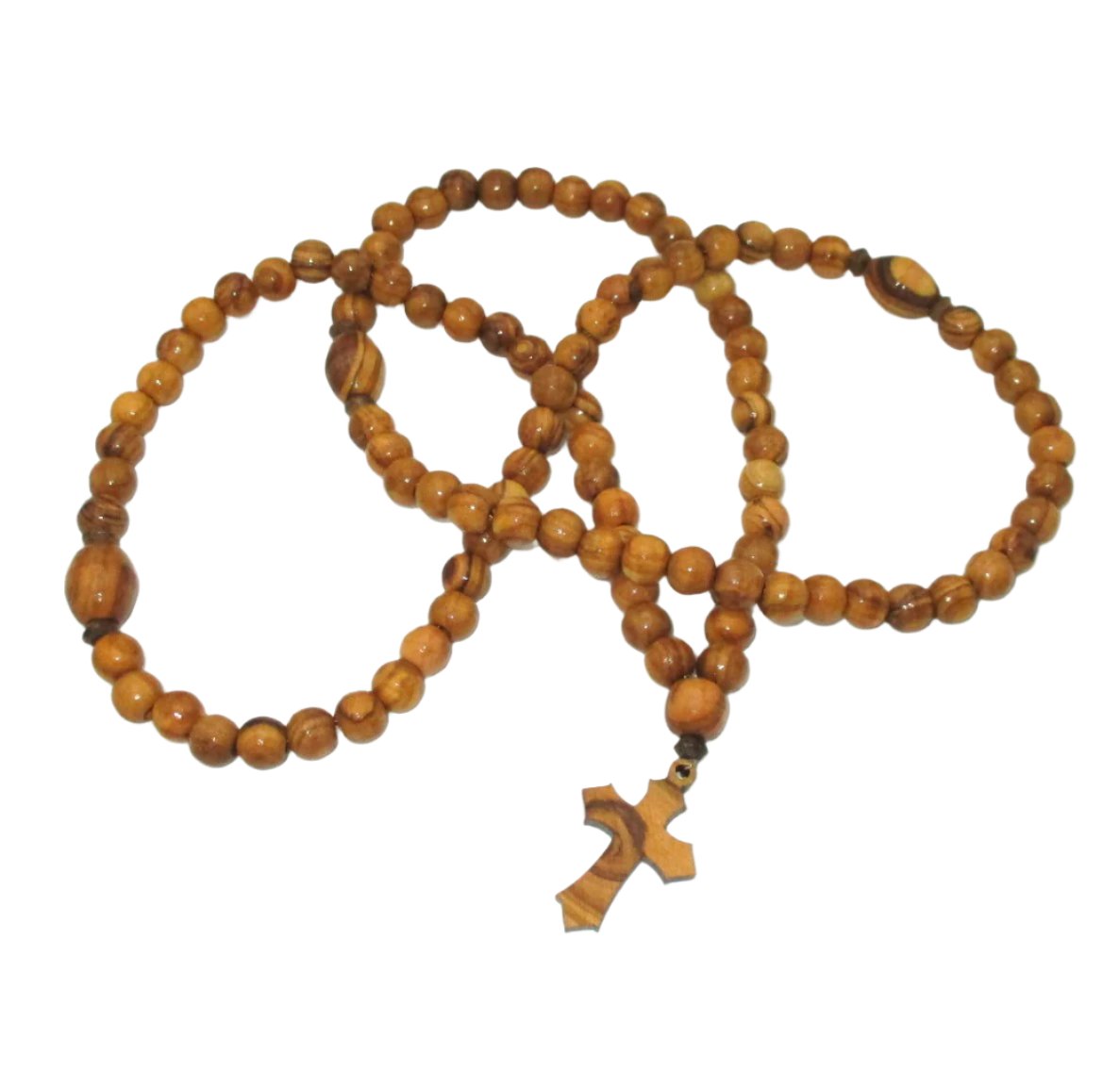 100-bead Bethlehem Olive Wood Prayer Rope with Cross