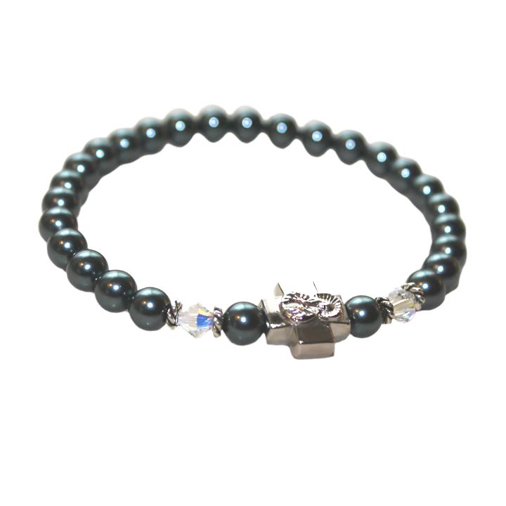 Blue Spruce Swarovski Pearl Prayer Bracelet