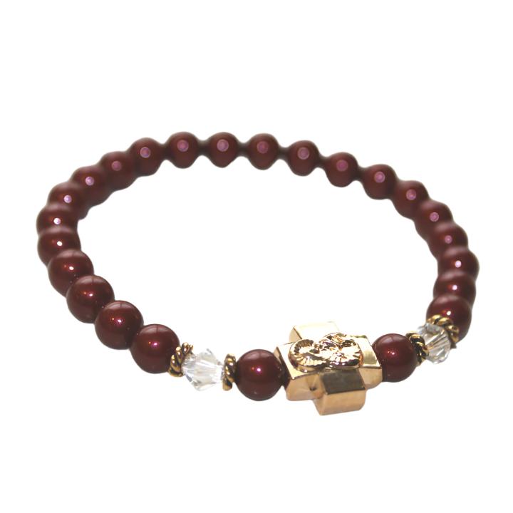 Bordeaux Swarovski Pearl Prayer Bracelet