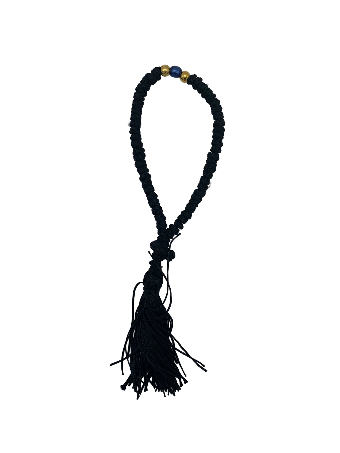 50-knot Prayer Rope 09 (Russian Style, Black with Blue bead)