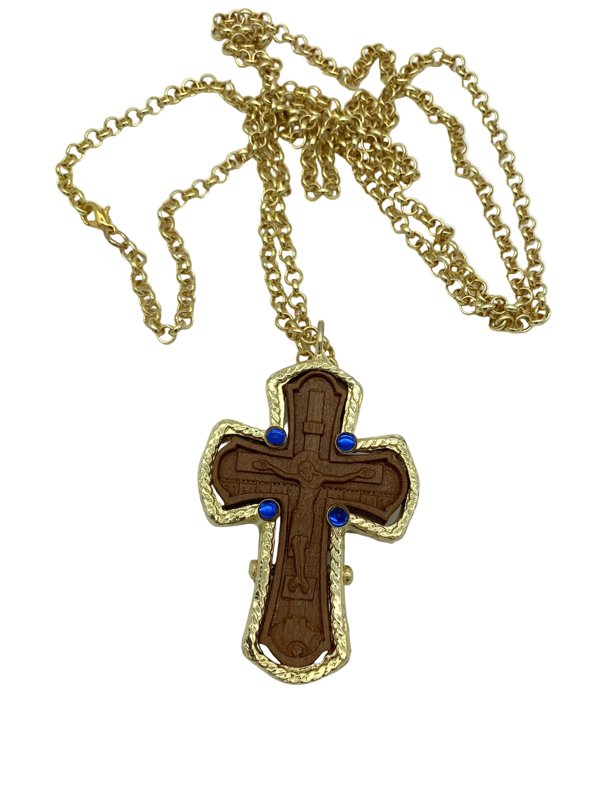 Jeweled Pectoral Cross - Style No. 12 (small wooden with gold border)