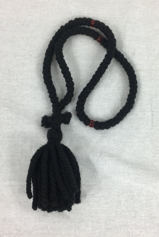 WW 100-knot Wool Prayer Rope with red beads