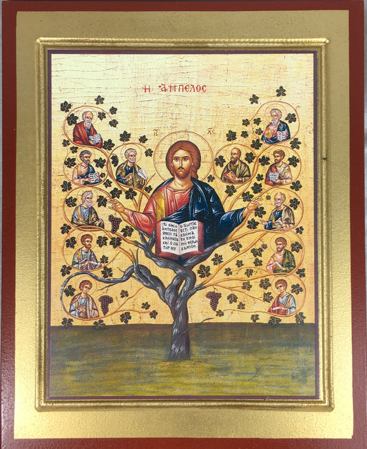 Christ the True Vine, Silk Screen Icon on Wood