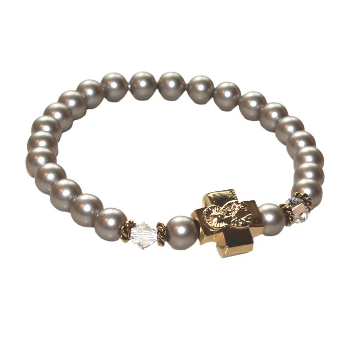 Platinum Swarovski Pearl Prayer Bracelet