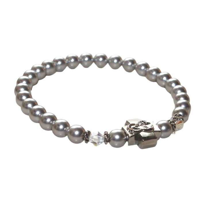 Silver Pearl Swarovski Pearl Prayer Bracelet
