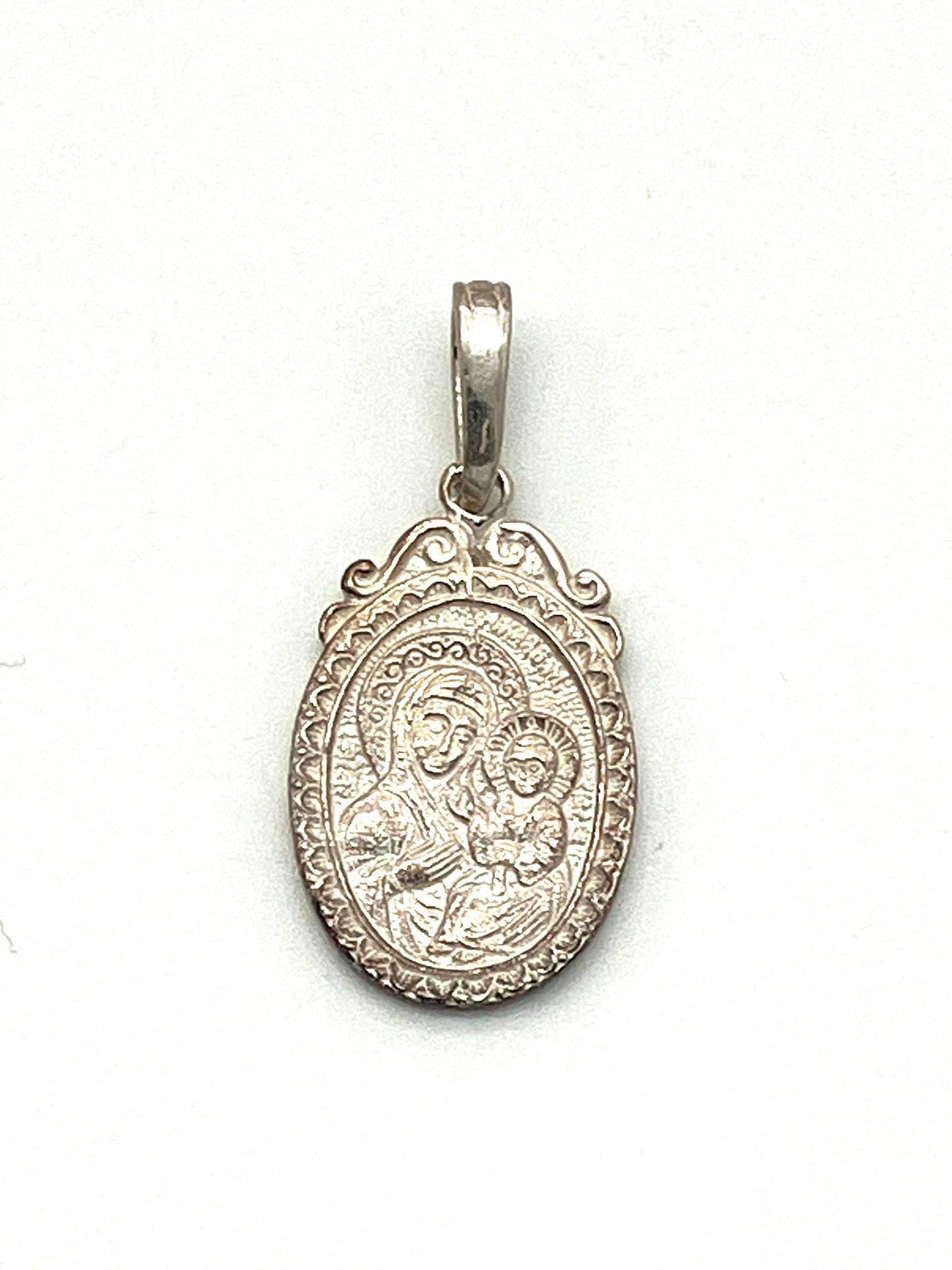 Silver Pendant - Style No. 03 (with Icons of Crucifixion and Theotokos)