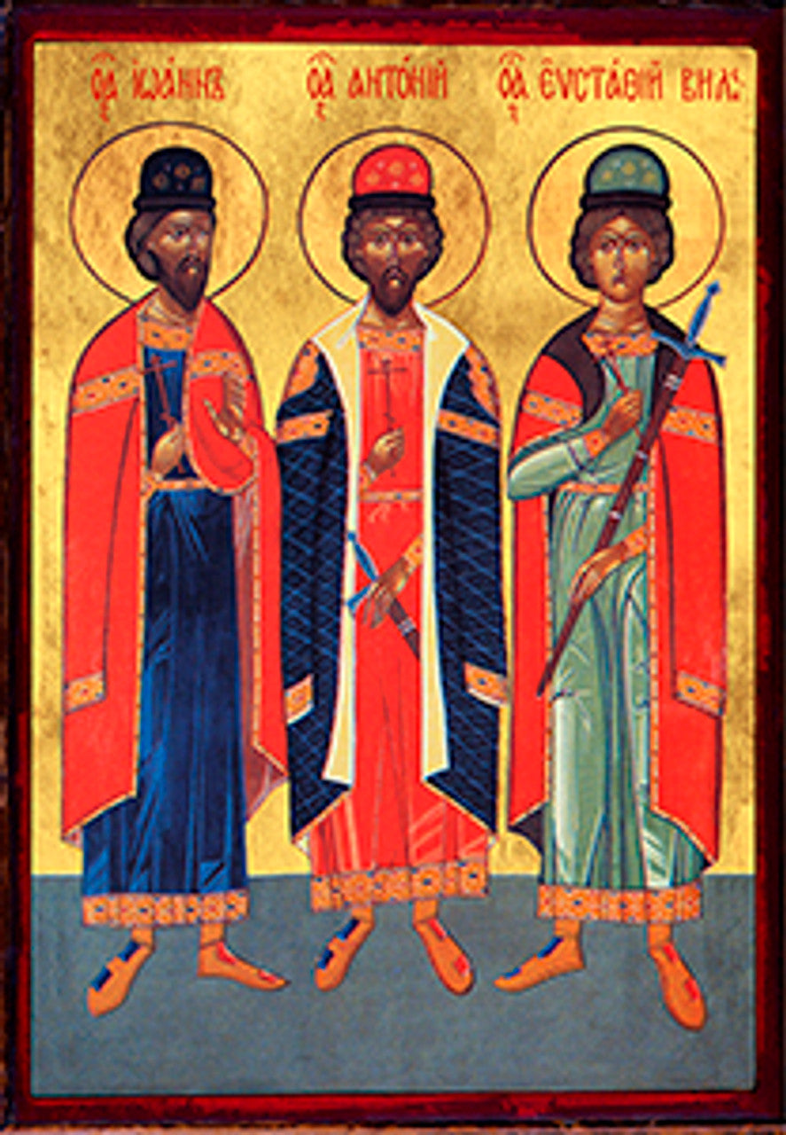 Sts. Anthony, John, and Eustathius of Vilnius Made-To-Order Icon