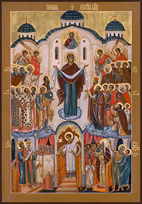 Theotokos (Protection) Mounted Jordanville Icon