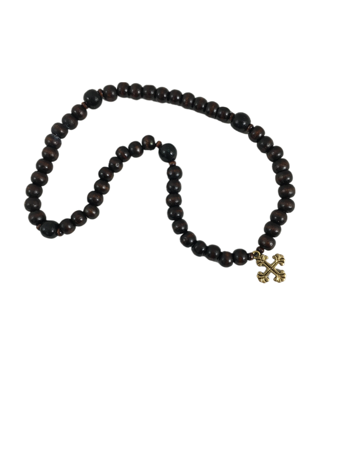 50-bead Wooden Prayer Rope with Small Golden Cross