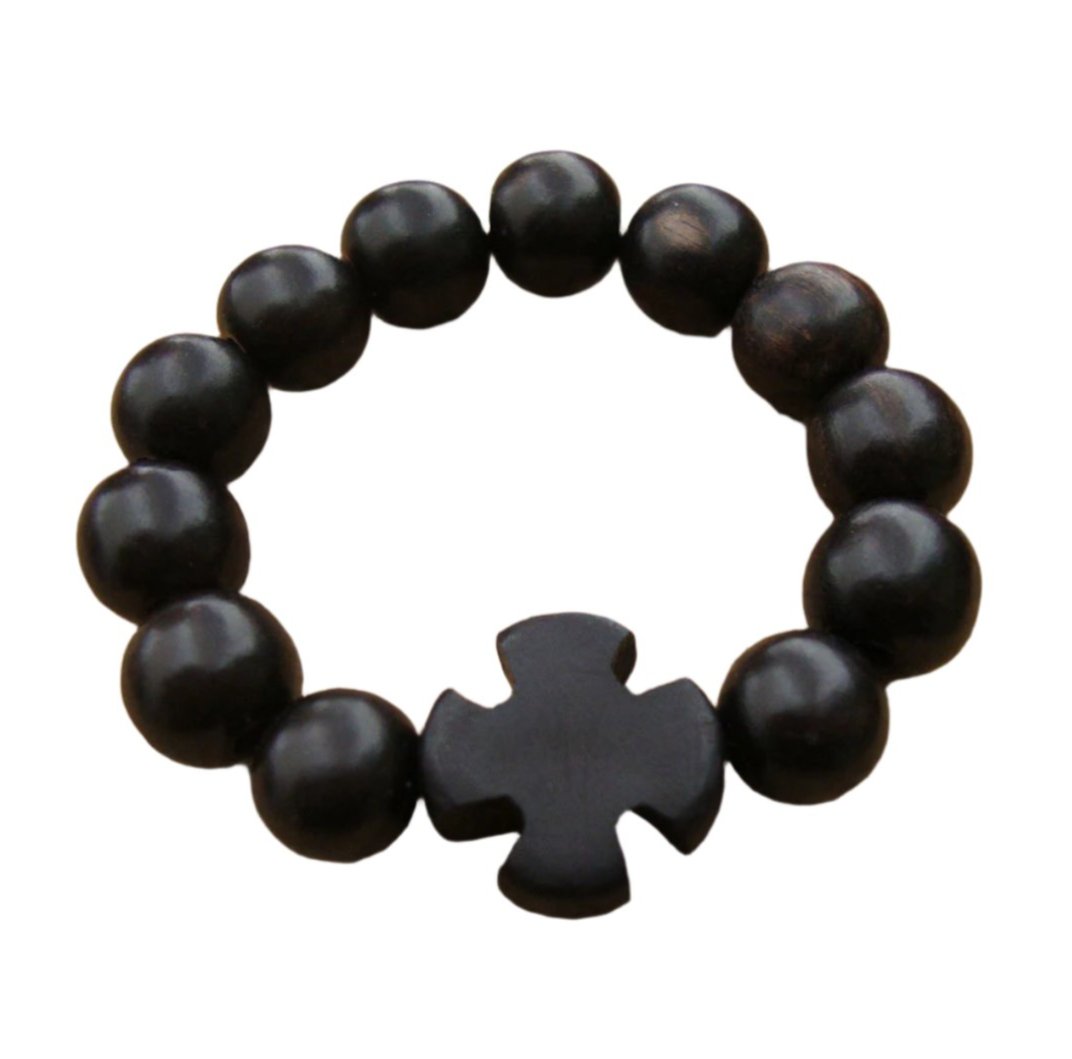 12-bead Black Ebony Finger Prayer Rope with Cross