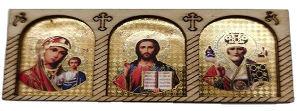 Triptych for Car with Savior, Theotokos and St. Nicholas