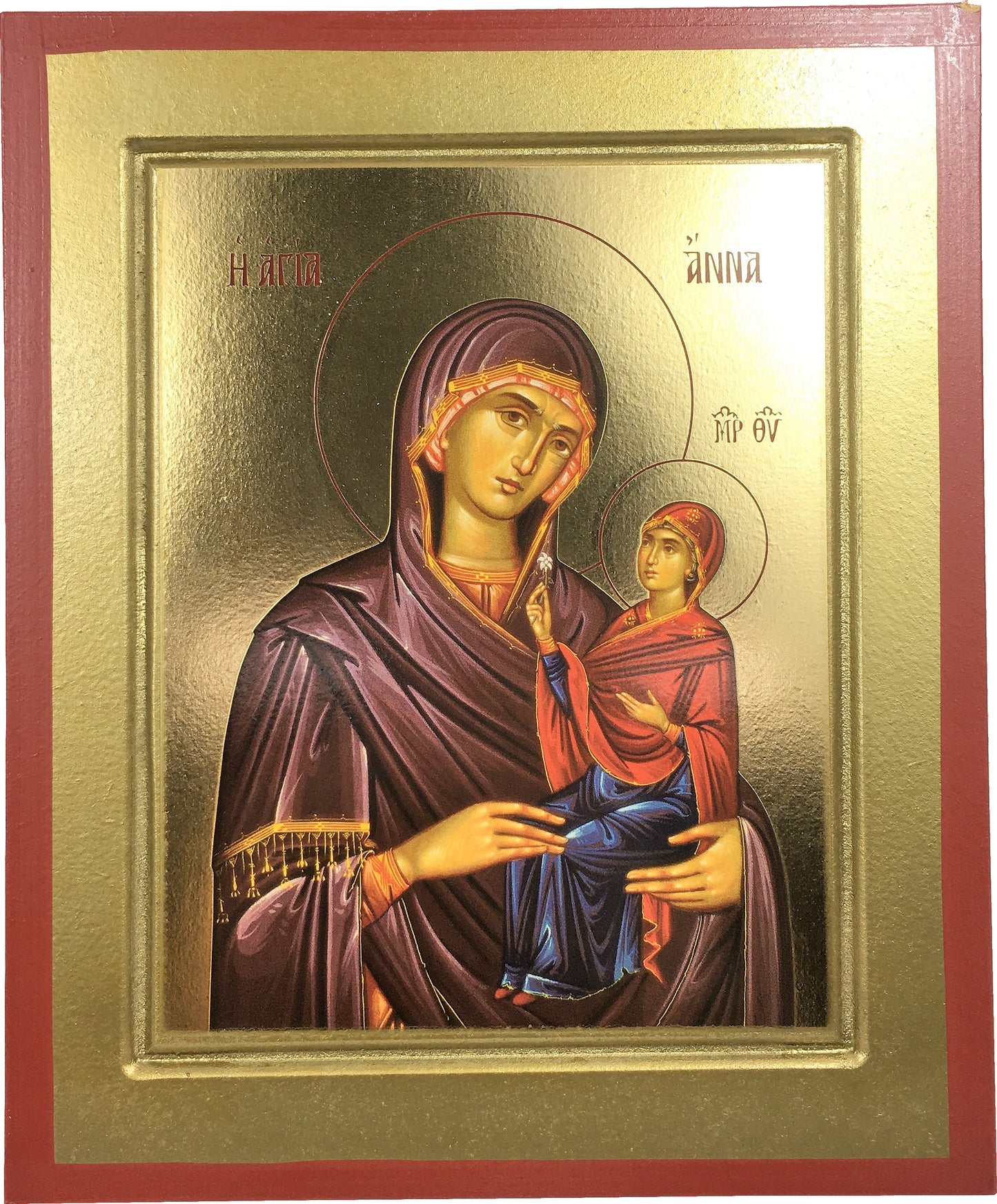 St. Anna with Theotokos, Silk Screen Icon on Wood