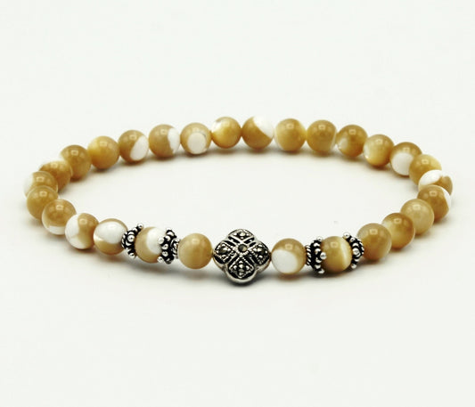 Natural Mother-of-Pearl Prayer Bracelet (Semi-Precious Stone)