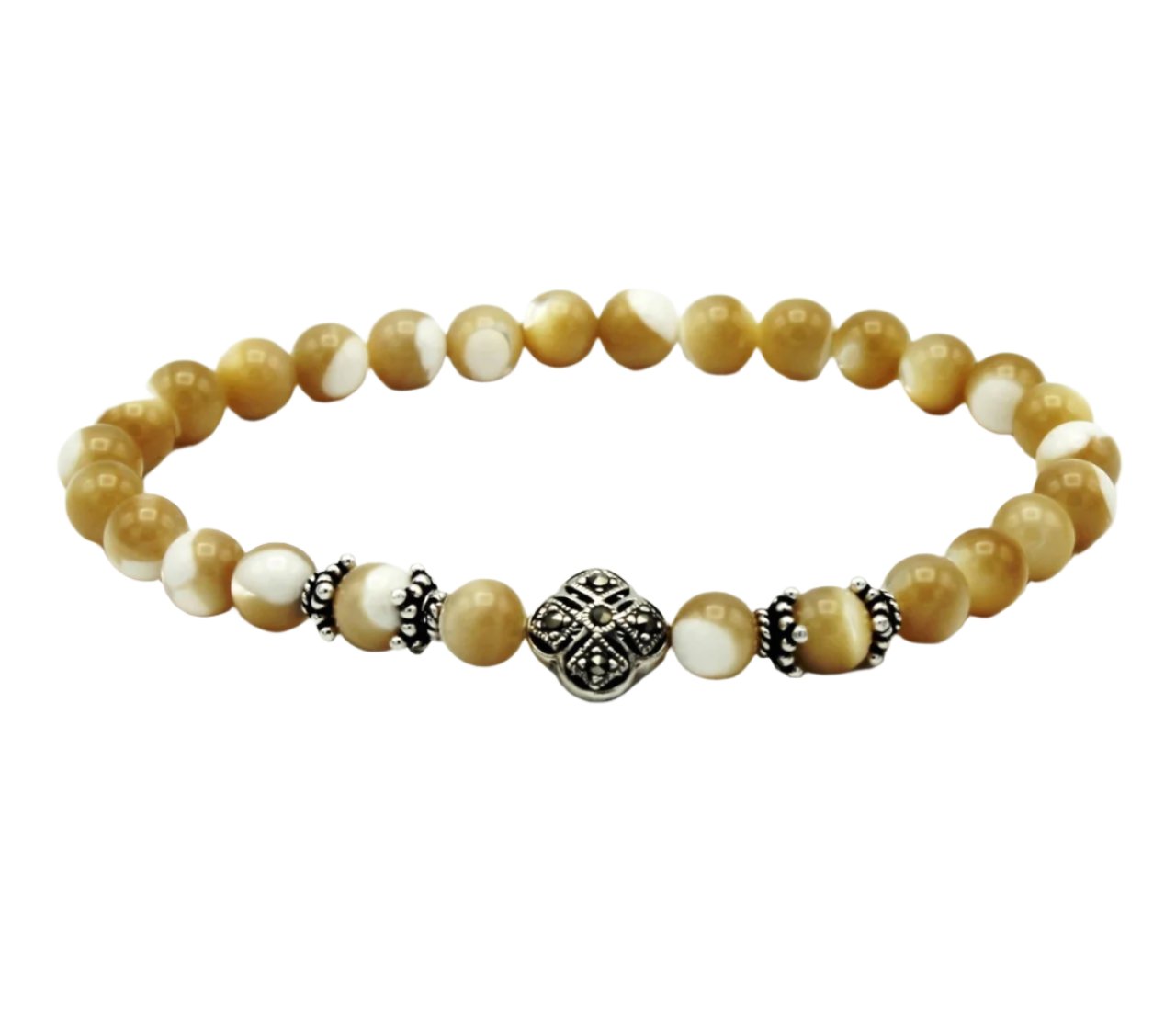 Natural Mother-of-Pearl Prayer Bracelet (Semi-Precious Stone)