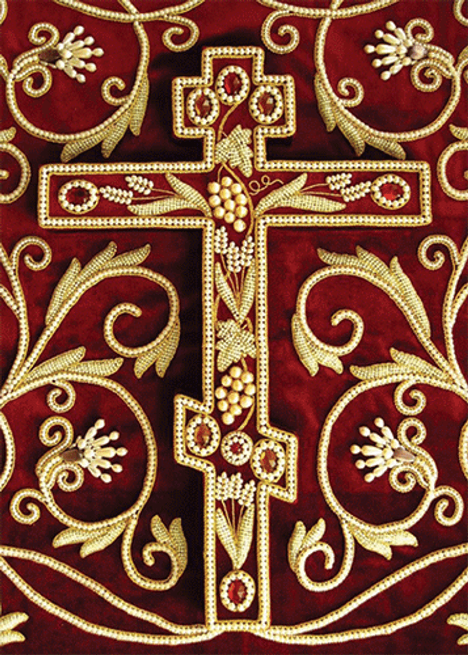 Embroidered Cross Burgundy blank card