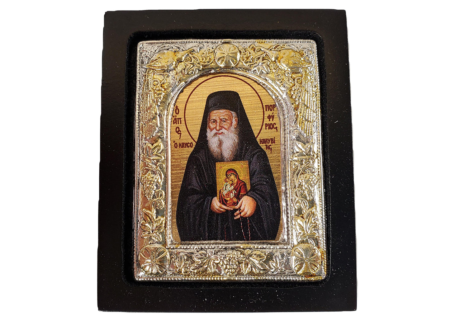 St. Porphyrios, Small Icon, Silver border