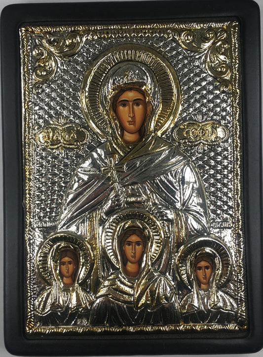 Sts. Sophia, Vera, Nadezhda, Lyubov, Silver-plated Icon