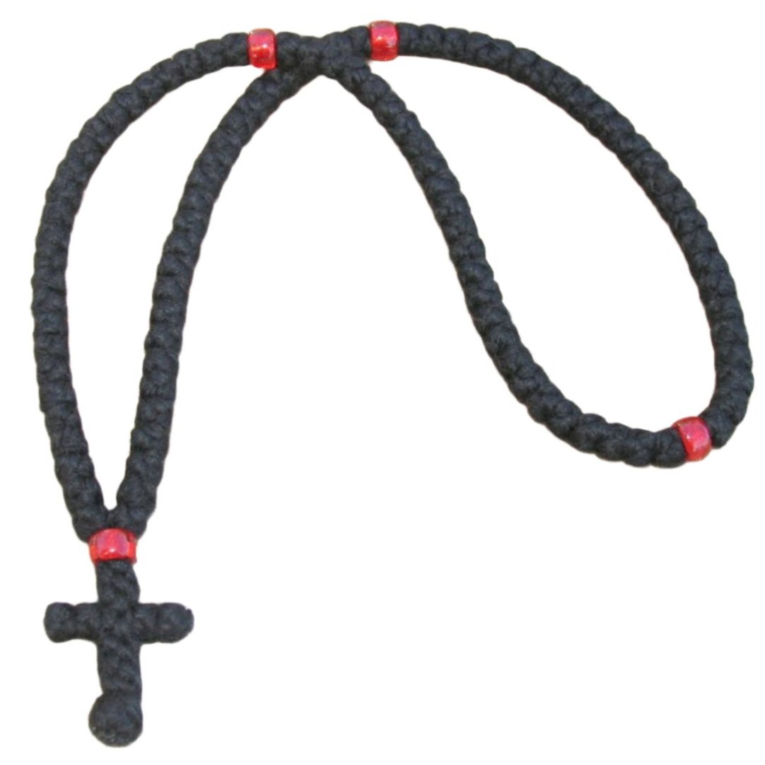 Grieks Rope 100-Knot (3 ply) - Red Beads - Greek Wool Prayer Rope – Holy Trinity ...
