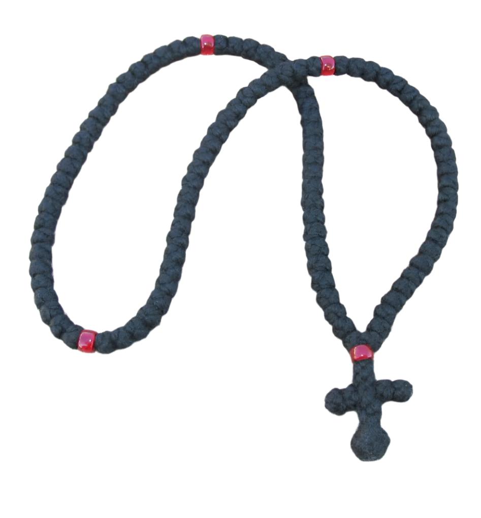 100-knot Greek-style Prayer Rope (4 ply) with Red Beads – Holy Trinity ...