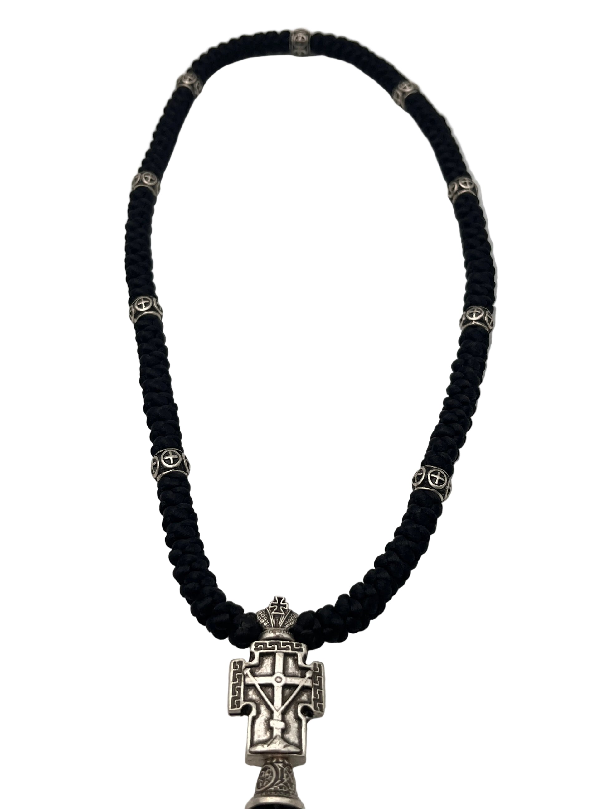 100-knot Prayer Rope with Metallic Beads and Metallic Cross (nickel) Style No. 01 2nd picture
