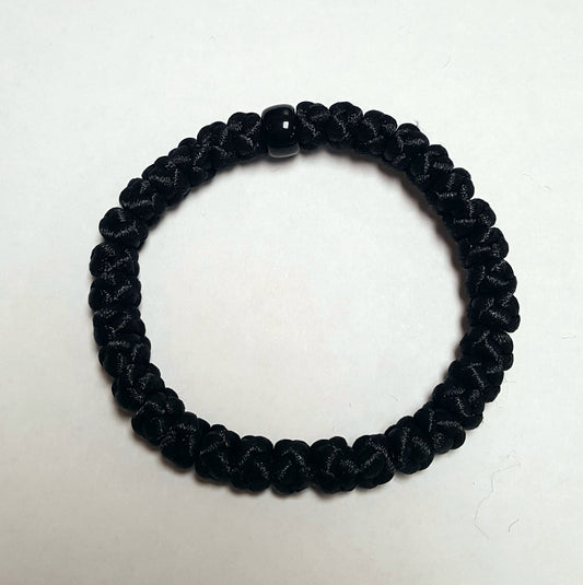 WW 33-knot Satin Prayer Rope with black bead