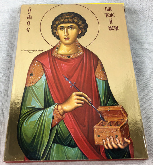 St. Panteleimon - Wooden Byzantine Icon