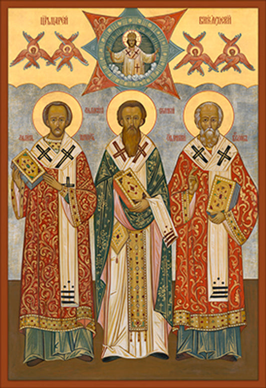 The Three Holy Hierarchs Mounted Jordanville Icon