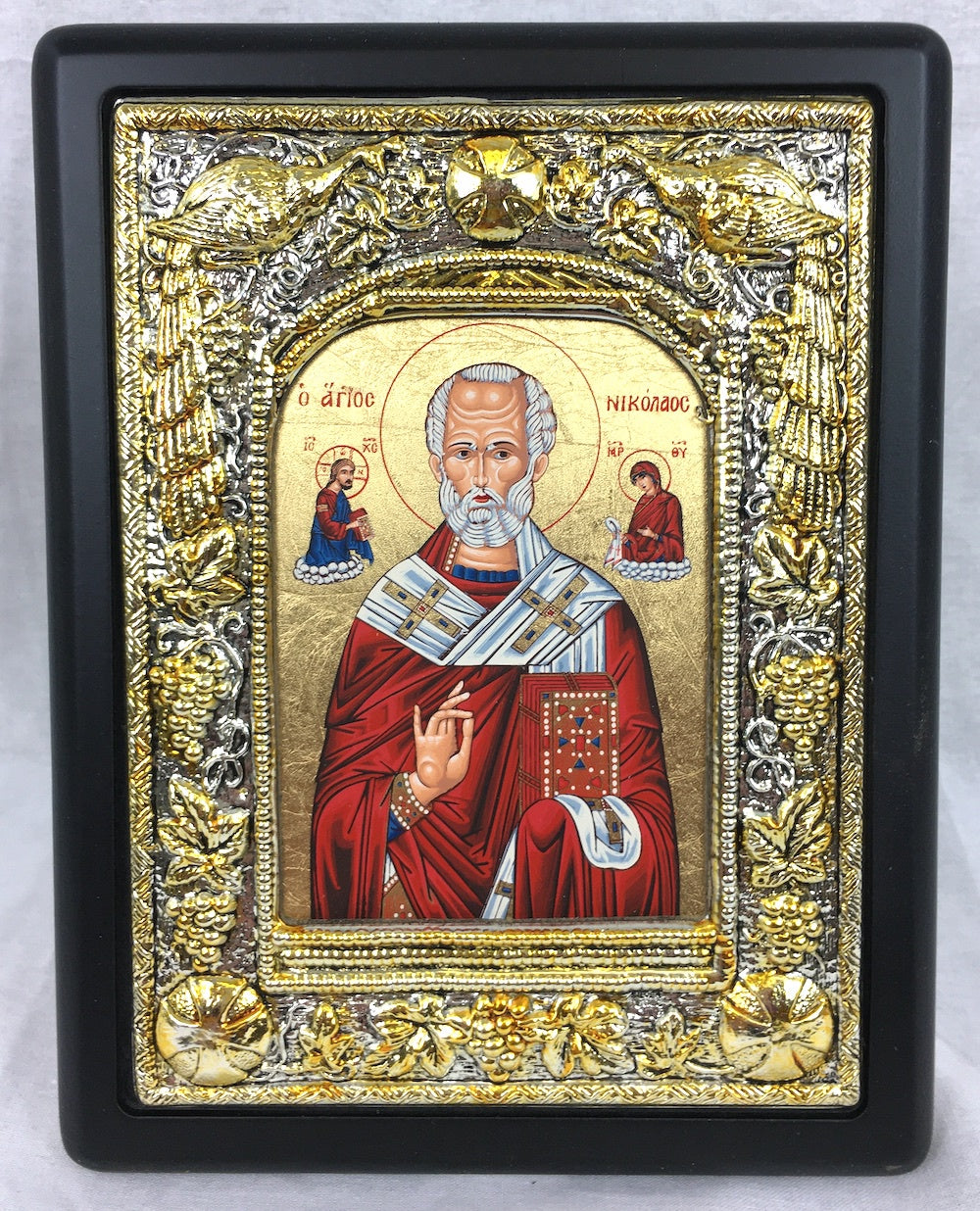 St Nicholas, Silk-screen Icon, Silver border