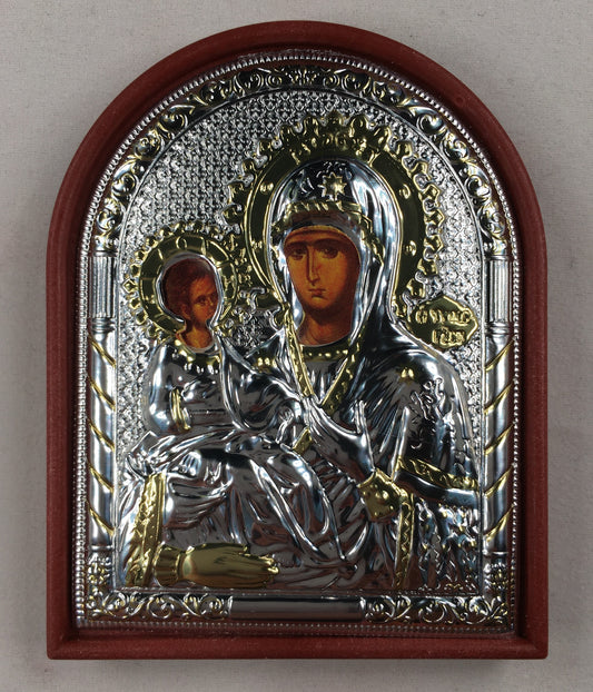 Theotokos - Of the Three Hands, Small Rounded Metallic Icon