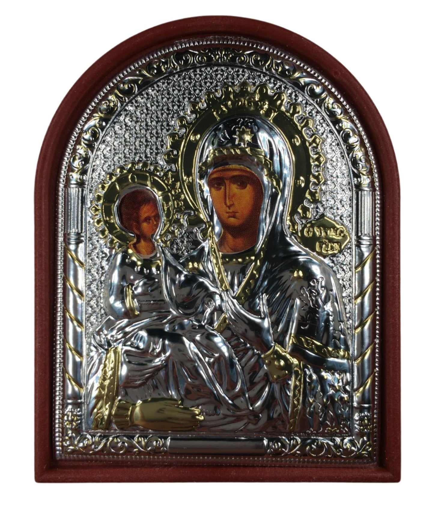 Theotokos - Of the Three Hands, Small Rounded Metallic Icon