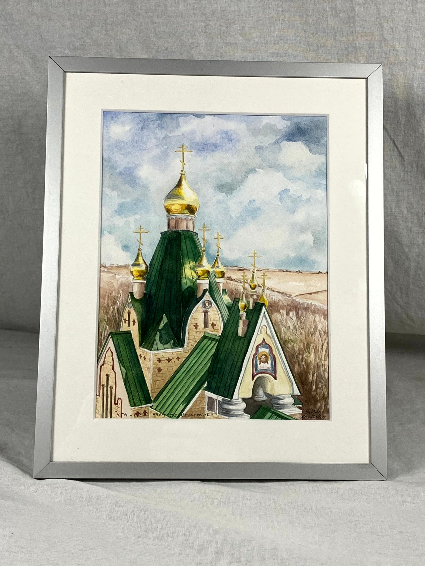 Watercolor of Jordanville Cathedral No. 4 - View from the Bell Tower