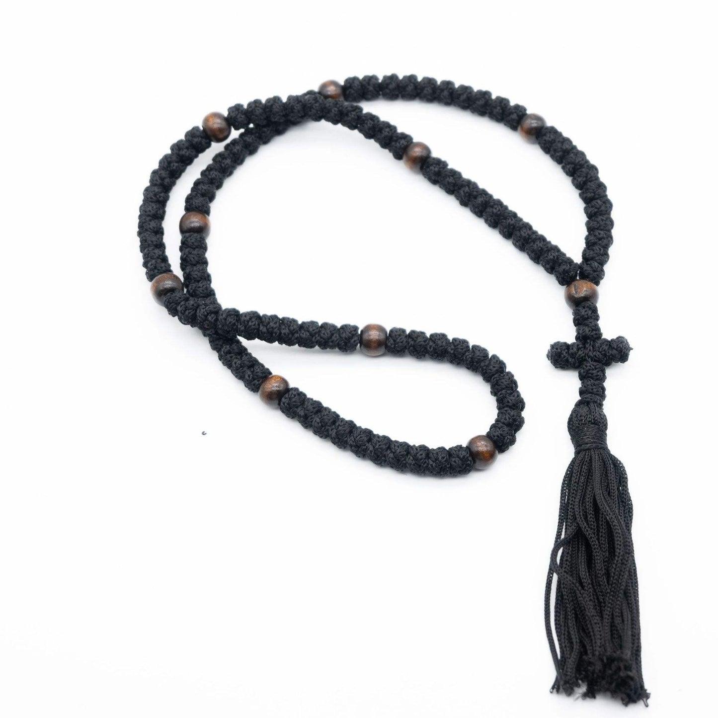 100-knot Prayer Rope with Wood Beads