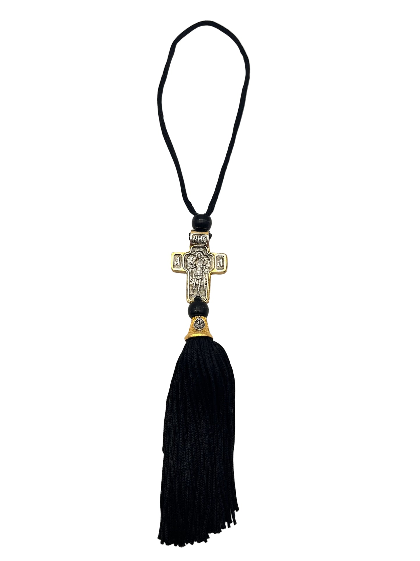 Hanging Cross for Car - Style No. 07 (Golden Border) back