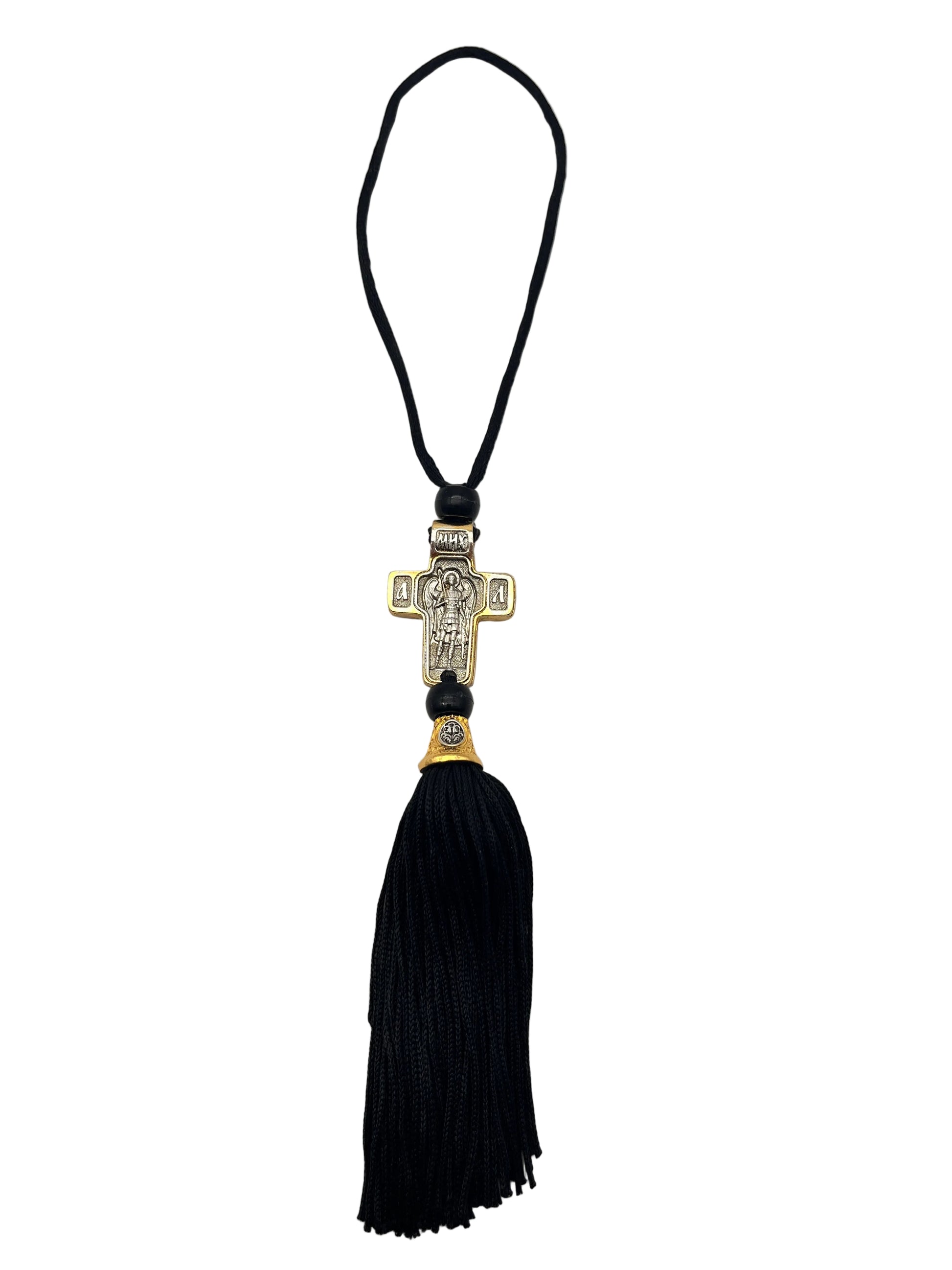 Hanging Cross for Car - Style No. 07 (Golden Border) back