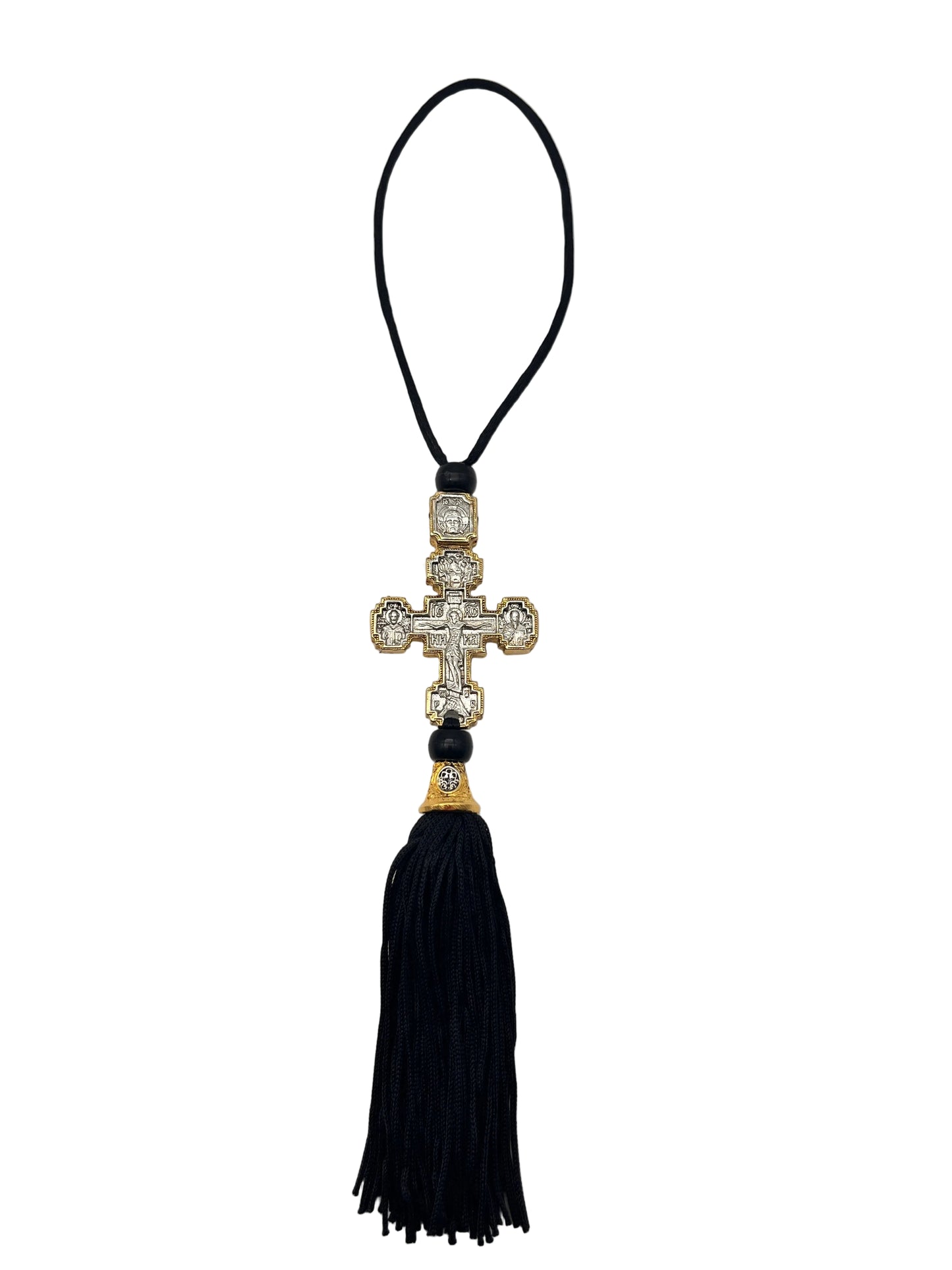 Hanging Cross for Car - Style No. 06 (Golden Border)
