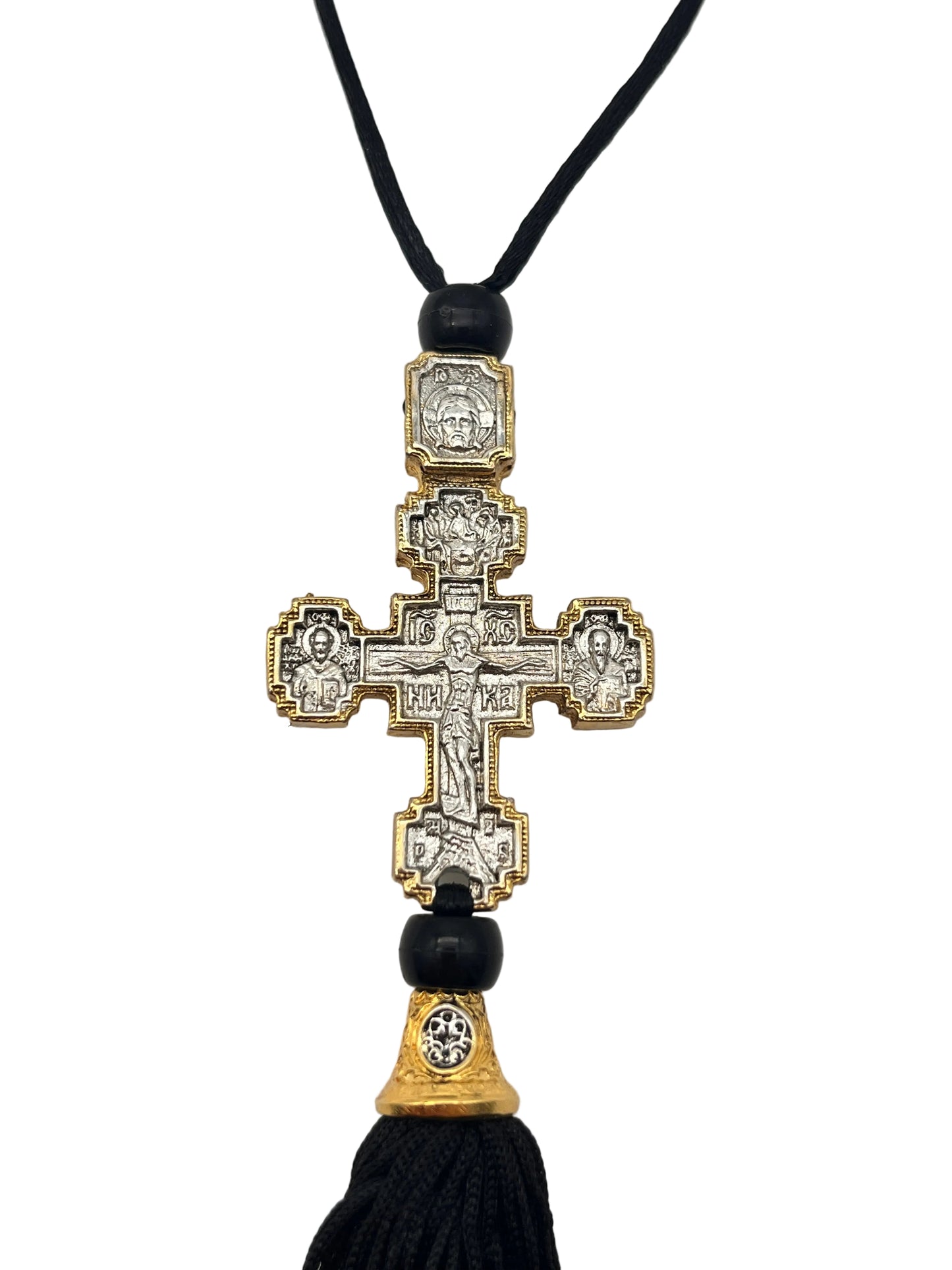Hanging Cross for Car - Style No. 06 (Golden Border) zoomed