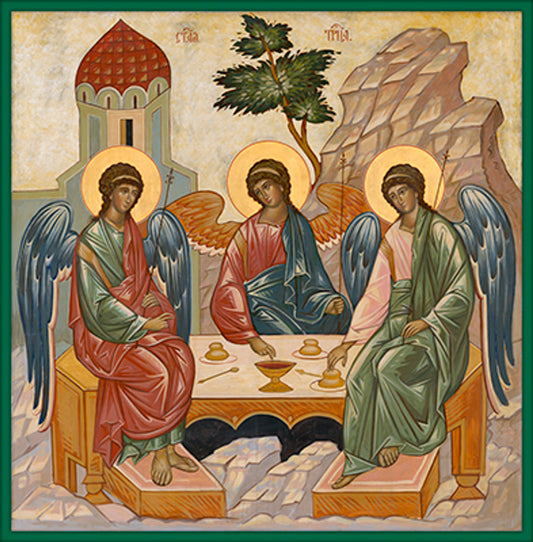 Holy Trinity - Mounted Canvas Jordanville Icon - 7in.