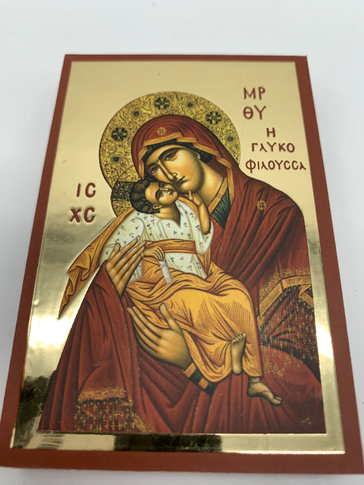 Theotokos, "Eleusa" - Small Byzantine Icon in Box