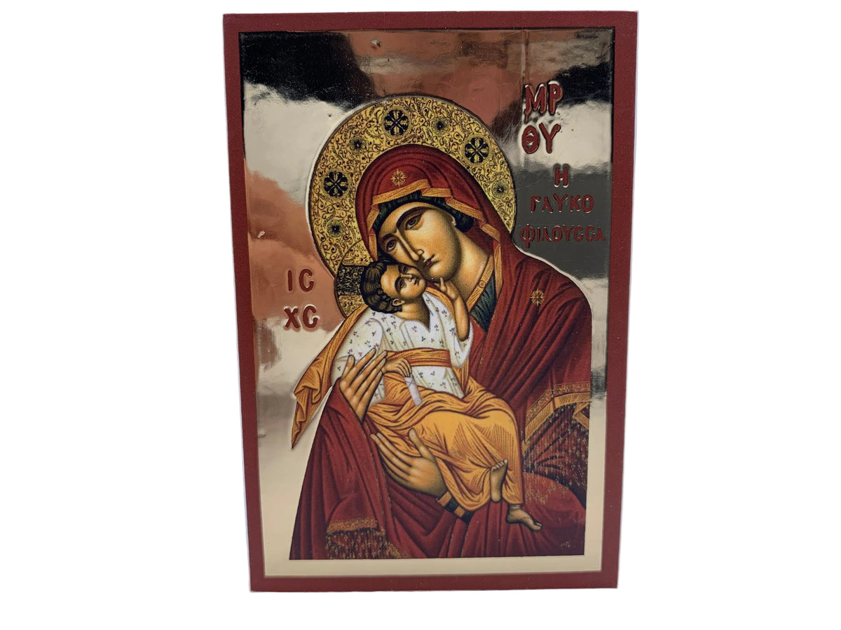 Theotokos, "Eleusa" - Small Byzantine Icon in Box