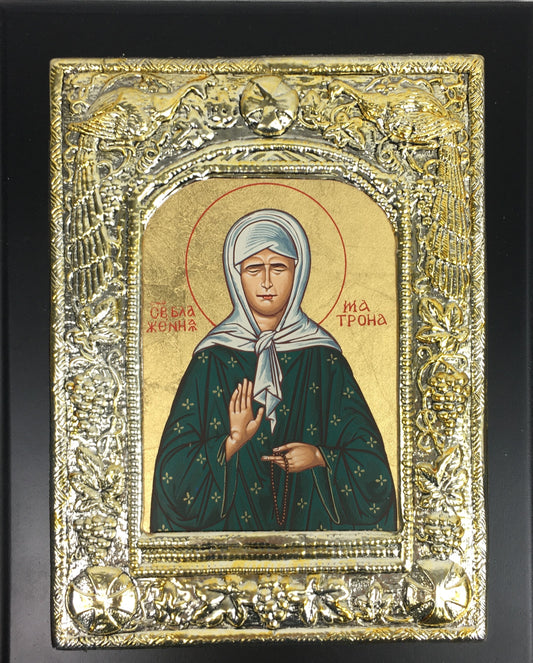St. Matrona, Silk-screen Icon, Silver border