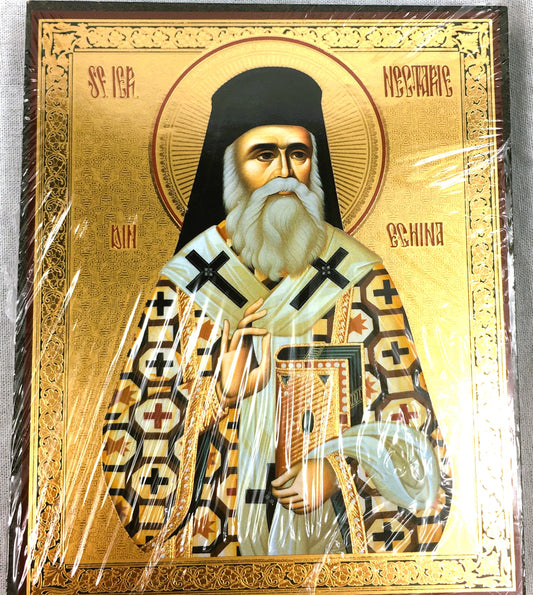 Wooden Russian Icon: St. Nektarios