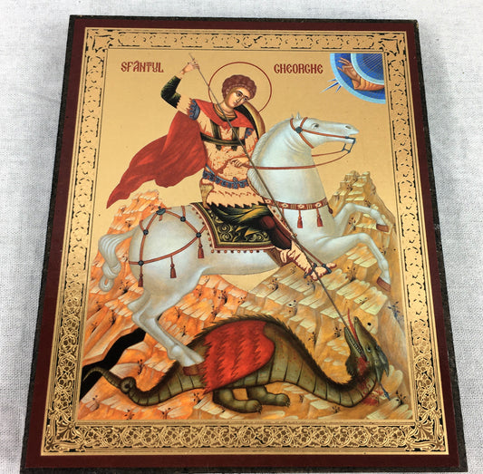 Wooden Russian Icon: St. George
