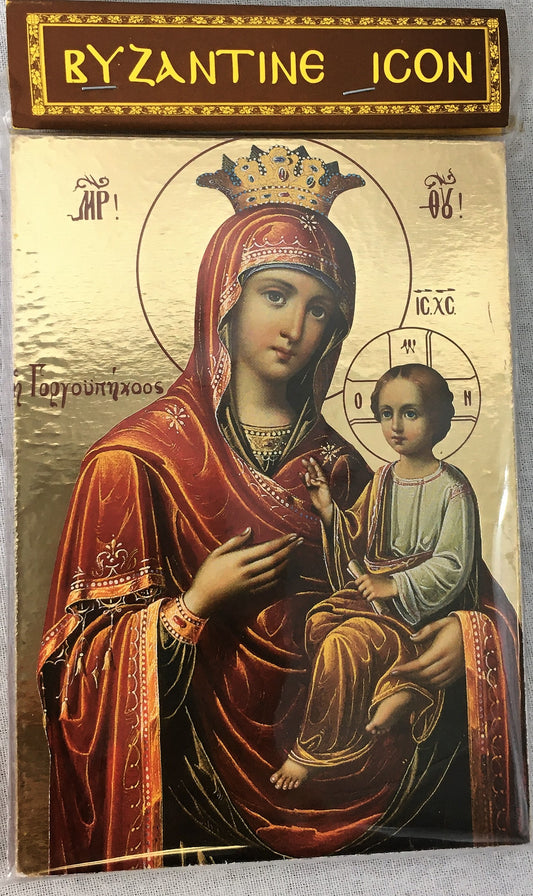 Theotokos, Iveron - Wooden Byzantine Icon