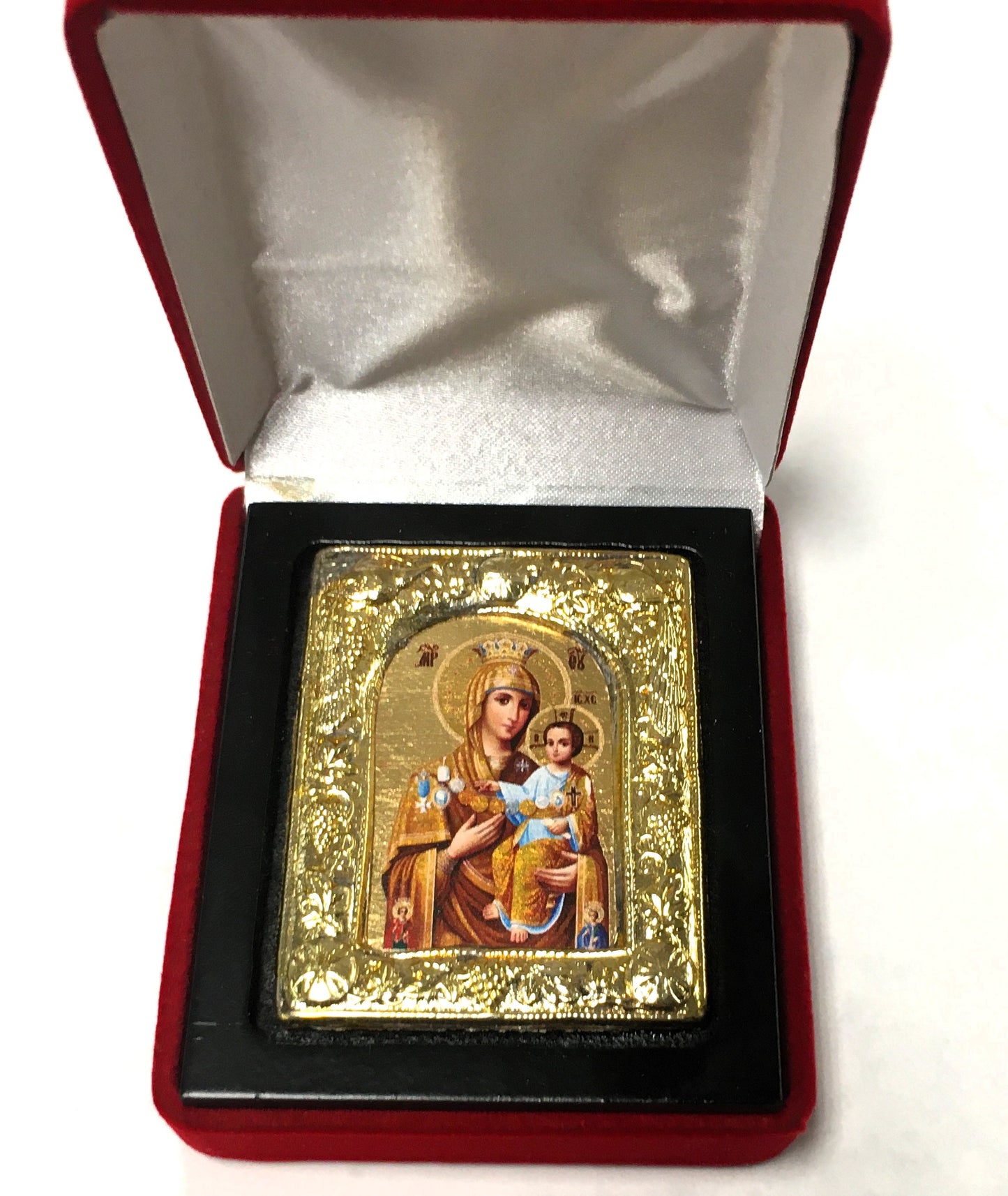 Theotokos, Iveron, Small Icon Silver Border