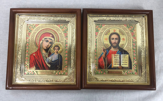 Icons in wooden frame - 4 (a pair)