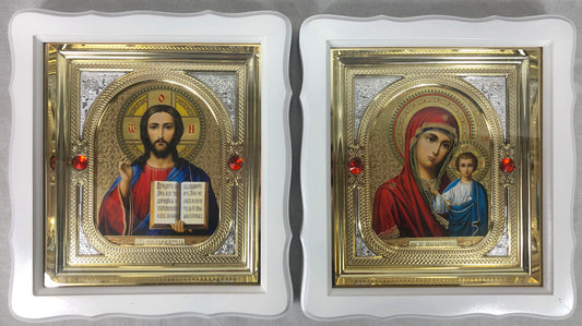 Icons in wooden frame - 4 ( a pair) | Large